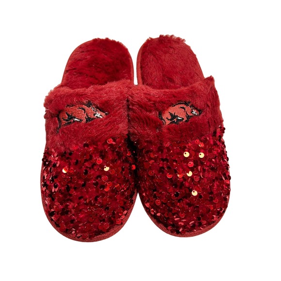 FOCO Women's NCAA Team Sequin Fashion Slippers Arkansas Razorbacks Sz S 5/6 - Picture 1 of 5